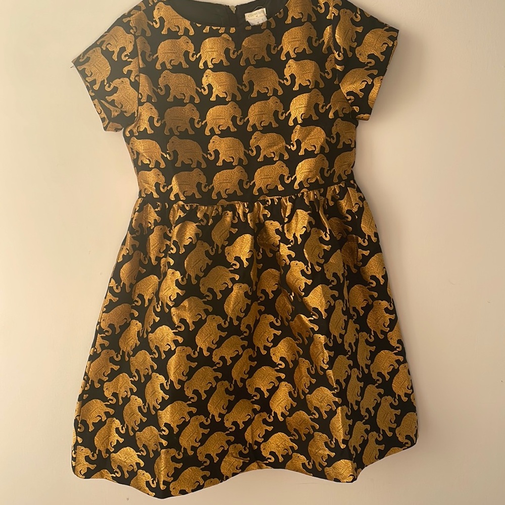 J crew Gold and black Elephant Dress